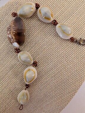 Handmade Shell Drop Bracelet in Cream and Brown Natural Shell- Unbranded